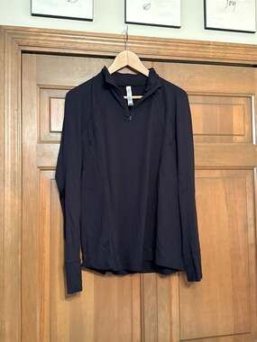 CRZ YOGA Women's Thermal Fleece Lined Half Zip Pullover Running Jacket with Thum